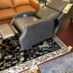 Picture of a gray leather recliner.